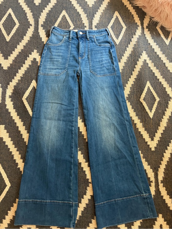 Pilcro Denim - Pilcro Wide-Leg Dark Blue Denim Jeans